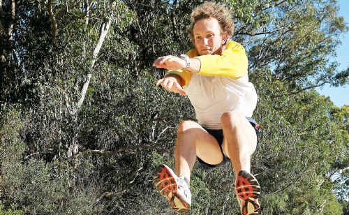 Sean Betland tests the new long jump and triple jump facilities at Toormina. Sean Betland tests the new long jump and triple jump facilities at Toormina.